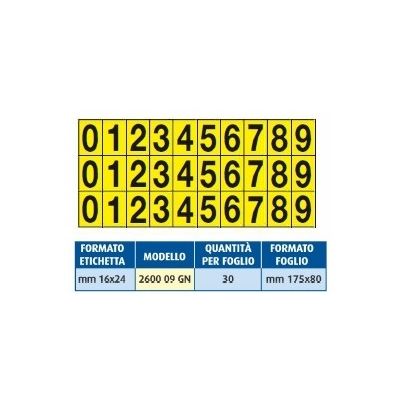 ETICHETTA ADESIVA SCRITTA NERA SU FONDO GIALLO 16X24 NUMERO 2