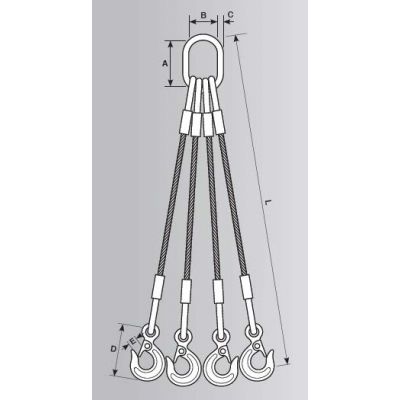 TIRANTE ACCIAIO A 4 BRACCI FUNE MM. 12 (2X1480-2X2080)