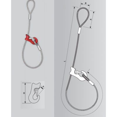 TIRANTE ACCIAIO AD 1 BRACCIO FUNE MM. 12 X1,5 METRI A SCORSOIO