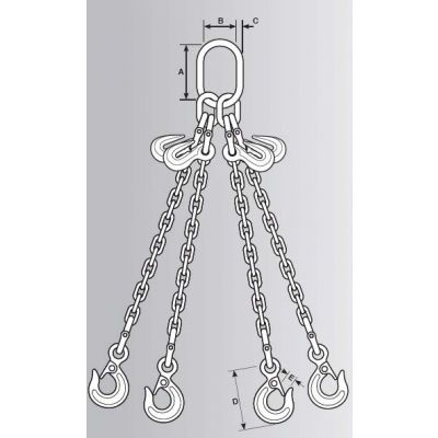 TIRANTE A CATENA A 4 BRACCI CATENA N. 7X3,0 METRI