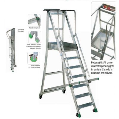 SCALA IN ALLUMINIO A CASTELLO 7 GRADINI