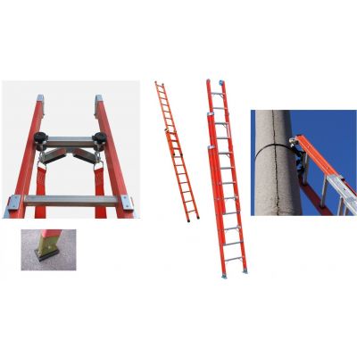 SCALA IN VTR SFILO MANUALE A 4 TRONCHI DA 10 GRADINI CON OMOLOGA ENEL COMPLETA DI PIEDE REGOLABILE E POGGIAPALO SVILUPPO TOTALE MT. 10,38