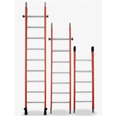 SCALA IN VTR COMPOSIZIONE DA 6 ELEMENTI COMPRENDENTI PEDONE DA 10, INTEMEDIO DA 9, INTERMEDIO DA 8, INTERMEDIO DA 7, INTERMEDIO DA 6 E FINALE DA 5 CON TAPPI IN GOMMA DA APPOGGIO E LIVELLATORE DI PENDENZA