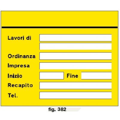CARTELLO TABELLA LAVORI CM. 200 X 150