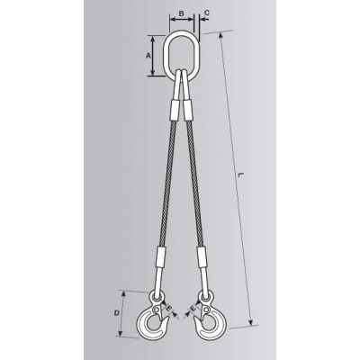 TIRANTE ACCIAIO A 2 BRACCI FUNE MM. 14X1,0 METRI