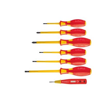 SERIE CACCIAVITI TAGLIO E CROCE DA 7  PEZZI SERIE ROSSA ISOL. A 1000 V.