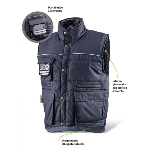 GILET IMBOTTITO BLU MULTITASCHE