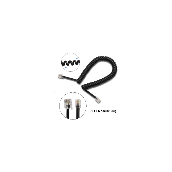 CORDONE TELEFONICO ESTENSIBILE PLUG/PLUG 4/4 NERO MT. 2,5
