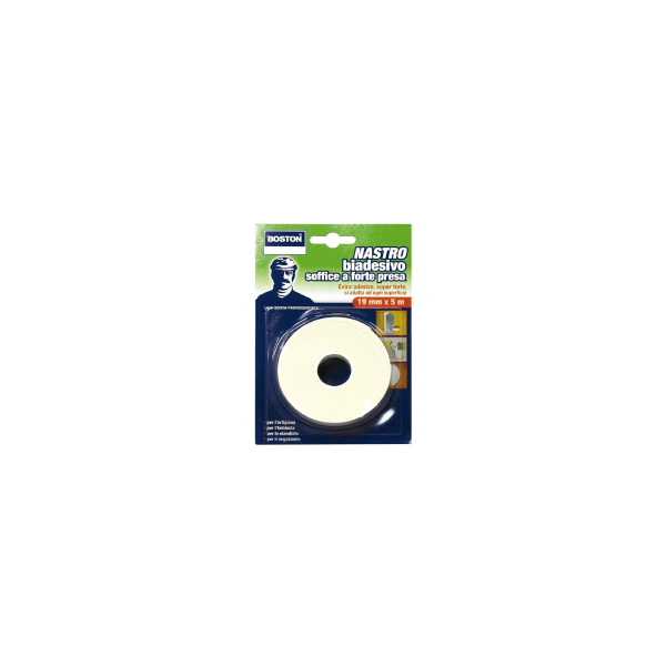 NASTRO BIADESIVO BIANCO IN ROTOLI MM. 19 X 5 METRI