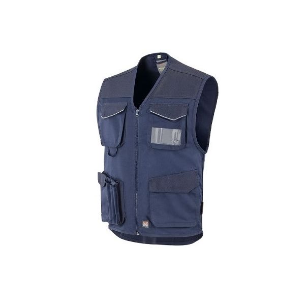 GILET MULTITASCHE IN TESSUTO 65% POLIESTERE - 35% COTONE A 1 STRATO COLORE BLU