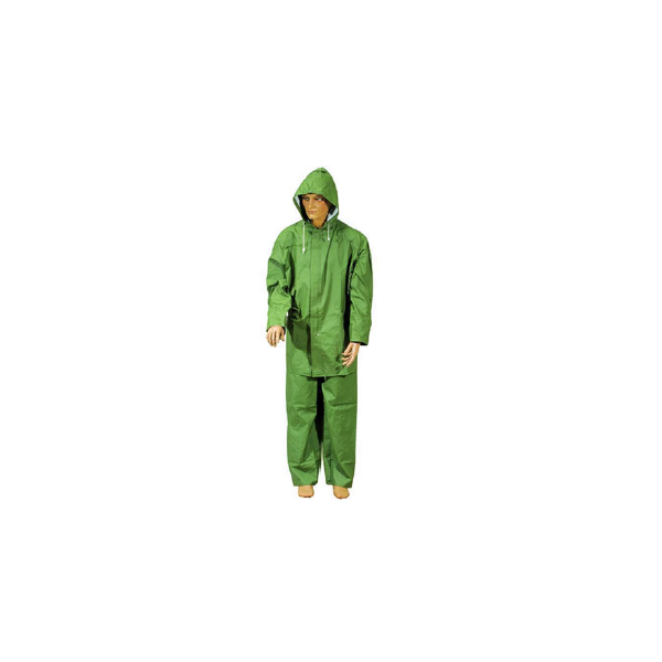 IMPERMEABILI GIACCA/PANTALONE PVC TELATI VERDE TAGLIA XL