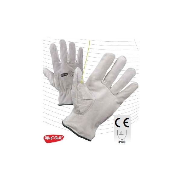 GUANTO FIORE CROSTA BOVINA BIANCO ORLATO
