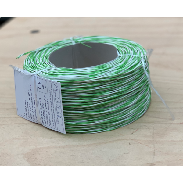 TRECCIOLA BIANCO/VERDE SEZIONE 2 X 0,6 IN MATASSE MT. 250