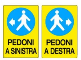 Cartello O Adesivo Freccia Sinistra Per Pedoni – Attenzione, Impermeabile – TEMP0006